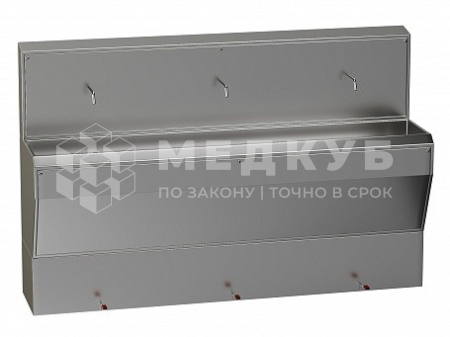 Мойка хирургическая БТ-Мебель БТ-МХ-3.1 трехместная напольная с тремя педальными смесителями и изливами